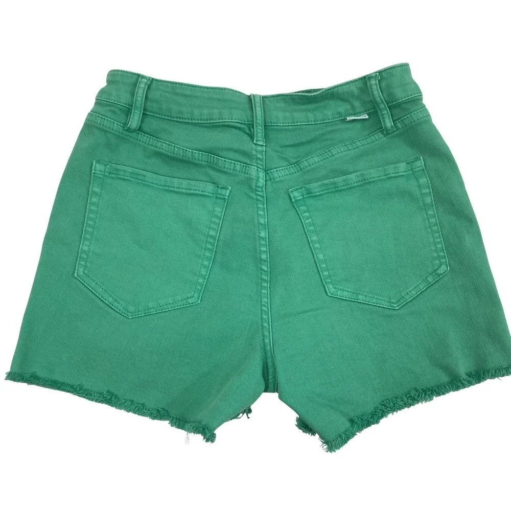 Womens Green Denim Shorts Size Medium 26